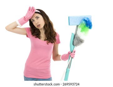 Tired Cleaning Woman