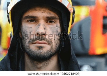tired firefighter after work in a fire department.