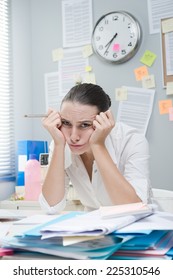 Tired Frustrated Female Office Worker Desk Stock Photo 225310546 ...