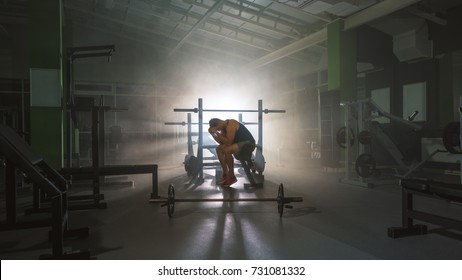 The Tired Man Sit In The Sport Center