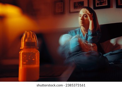 
Tired Mother Doing Night Feeding Sessions with her Baby. Unhappy mom having to stay up all night to care for the newborn
 - Powered by Shutterstock