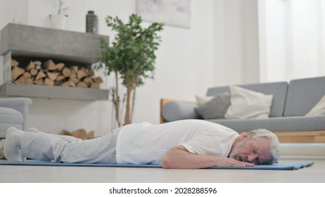 Tired Old Man Lying Down After Doing Pushups