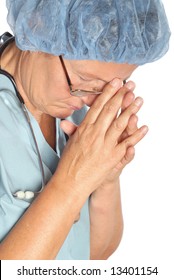 Tired Older Nurse Her Hands On Stock Photo 13401154 | Shutterstock