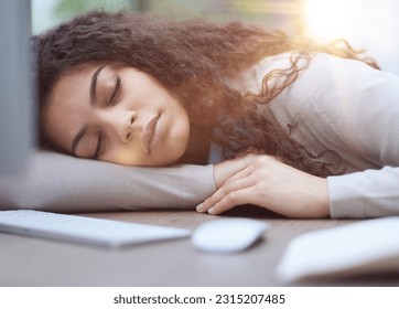 Tired overworked woman resting at workplace in office - Shutterstock ID 2315207485
