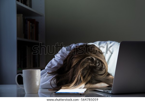 Tired Person Sleeping Desk Home Office Stock Photo Edit Now