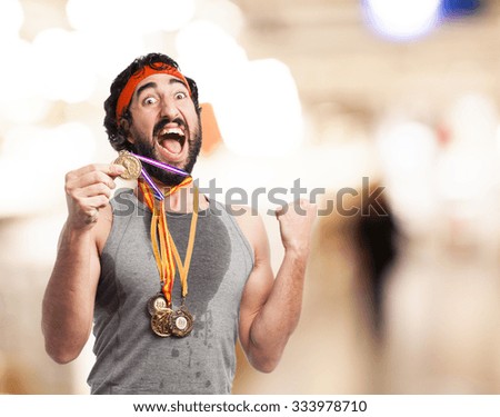 tired sport man with medal