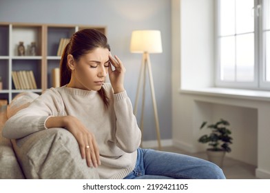 Tired Woman Having Intense Headache Stressed Stock Photo 2192421105 ...