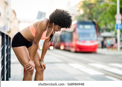 Tired Woman Runner Taking A Fitness Workout Rest