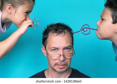 Tiredness Children Daughter Son Suck Dads Stock Photo 1428138665 ...