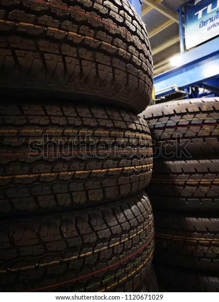 Tires in the tire shop/car\
care shop