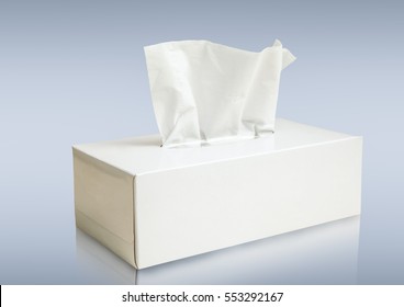 Tissue Box Mock Up White Tissue, Box Blank Label And No Text For Packaging