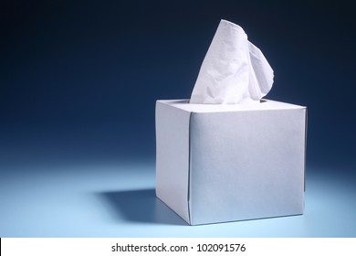 Tissue Paper Box On The Blue Background