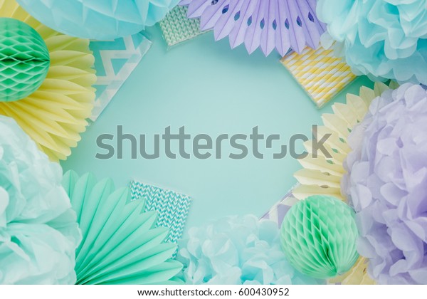 Tissue Paper Decor Background Pom Poms Stock Image Download Now