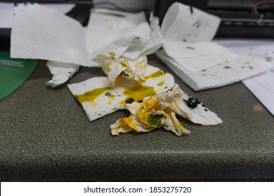 Tissue Paper With Ink Stains. Color Resulting From Cleaning The Printer