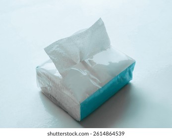 Tissue paper white in basket at coffee shop for clean hygienic care, cleanser dry, mokcup wipe for cean hygiene dirty hand and wipe cosmetic beauty on face, baby, packet in toilet.