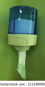 Tissue Roll Dispenser Mounted On Wall In Hospital And Clinic