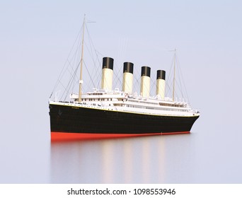 Titanic Rendering. Titanic in the sea. Sunny