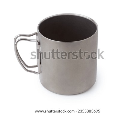 Titanium double wall cup, Titanium mug isolated on white background. With clipping path.