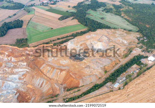 Titanium-magnesium quarry, metal mining in a quarry,\
top view