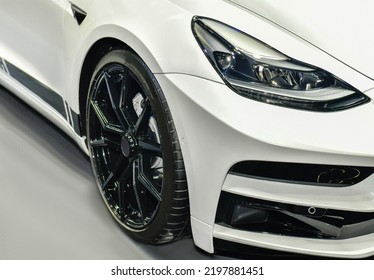 Title: Detail On One Of The LED Headlights White Super Car