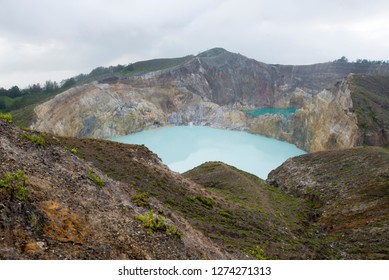 Tiwu Nuwa Muri Koo Fai Looks Ahead And Tiwu Ata Polo Behind, Two Of The Three Lakes On Mt. Kelimutu, Maumere, Flores, Indonesia.