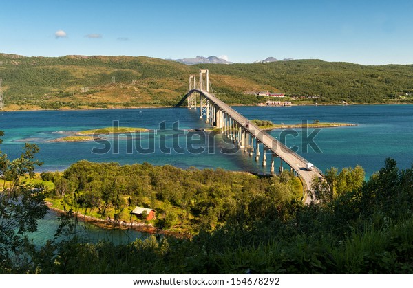 Tjeldsund Bridge Lofoten Northern Norway Stock Photo 154678292 ...