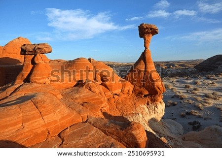 Toadstool Hoodoo at sunset, Grand Staircase Escalante National Monument, Kanab, Utah, USA