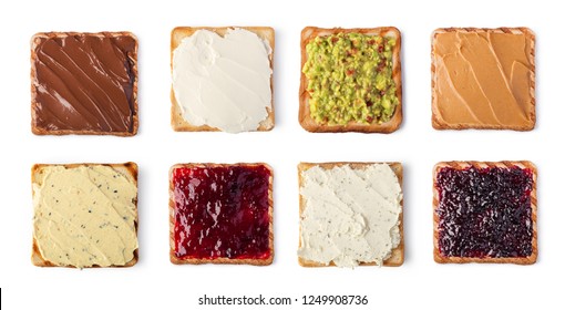 toast bread with cream cheese on white background