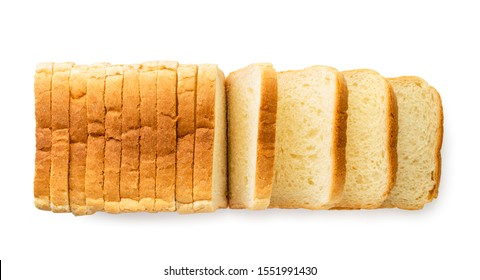 Toast Bread Sliced Loaf On A White Background. The View Of Top.