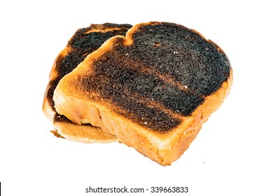 Toast Was Burned During Toasting. Burnt Toast At Breakfast.