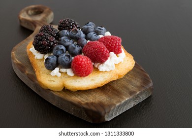 Toast With Cottage Cheese And Fresh Berries.
