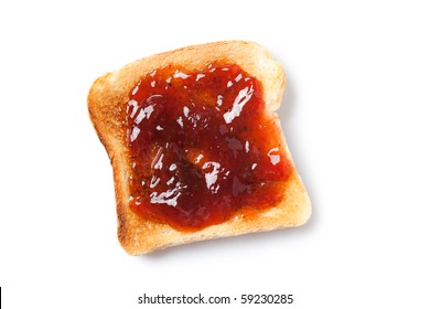 Toast With Jam On White Background