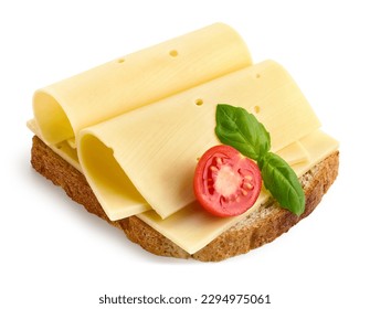 Toast sandwich with cheese slices and cherry tomato isolated on white background - Powered by Shutterstock