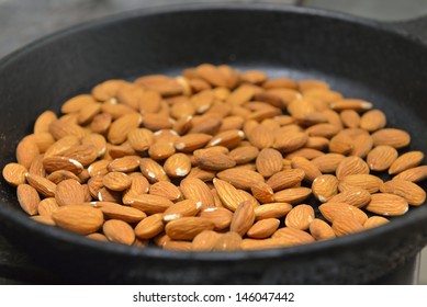 Toasted Almonds In A Frying Pan