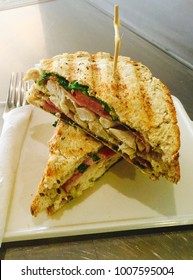 Toasted Bacon Lettuce Chicken And Tomato Lunch Sandwhich On Plate