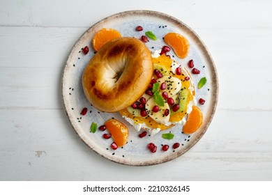 Toasted Bagel Orange Marmalade Cream Cheese Stock Photo 2210326145 ...