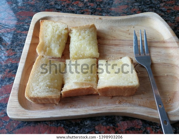 Toasted Bread Butter Sugar Wooden Tray Stock Photo Edit Now