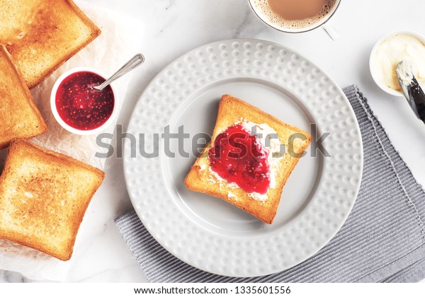 Toasted Bread Homemade Strawberry Jam Butter Stock Photo Edit Now