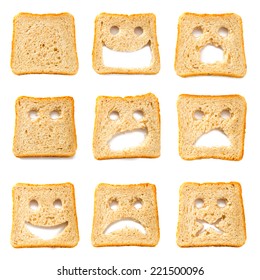 Toasted Bread Slices With Funny Faces