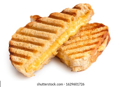 Toasted cheese sandwich with grill marks cut in half isolated on white. - Powered by Shutterstock