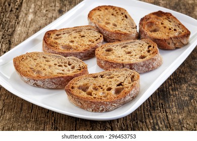 Toasted Ciabatta Bread Slices For Making Bruschettas