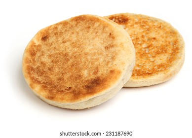 Toasted English Muffin On White Background.