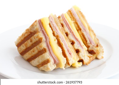 Toasted Ham And Cheese Panini Sandwich.