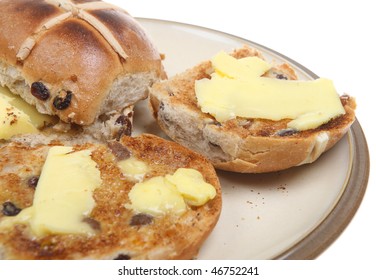 Toasted Hot Cross Buns With Butter