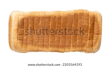 Toasted white bread sliced isolated on white background, top view