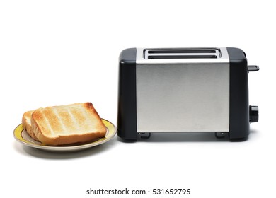 Toaster with bread on white background - Powered by Shutterstock