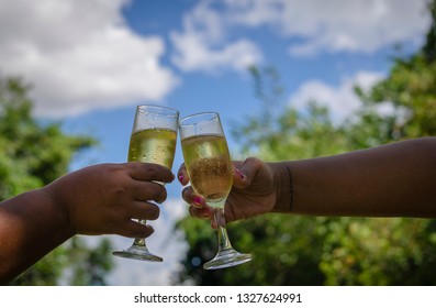 
toasting with drinks
