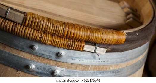 Toasting An Oak Barrel, Medoc ,Aquitaine, France