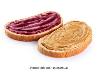 Toasts with  peanut butter and  berry jam isolated on white background. With clipping path. - Powered by Shutterstock