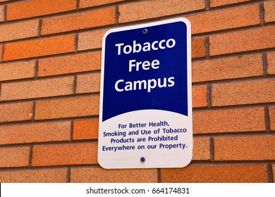 Tobacco Free Campus Sign At A Medical Center